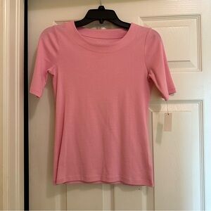 NWT Talbots Short Sleeve Pink Tee Shirt With Cute Neckline in Size P.